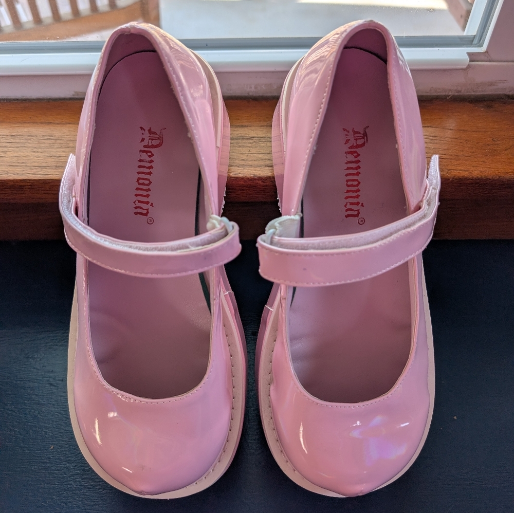 Demonia Dollie Pink Platform Shoes - Size 9 - Picture 6 of 7